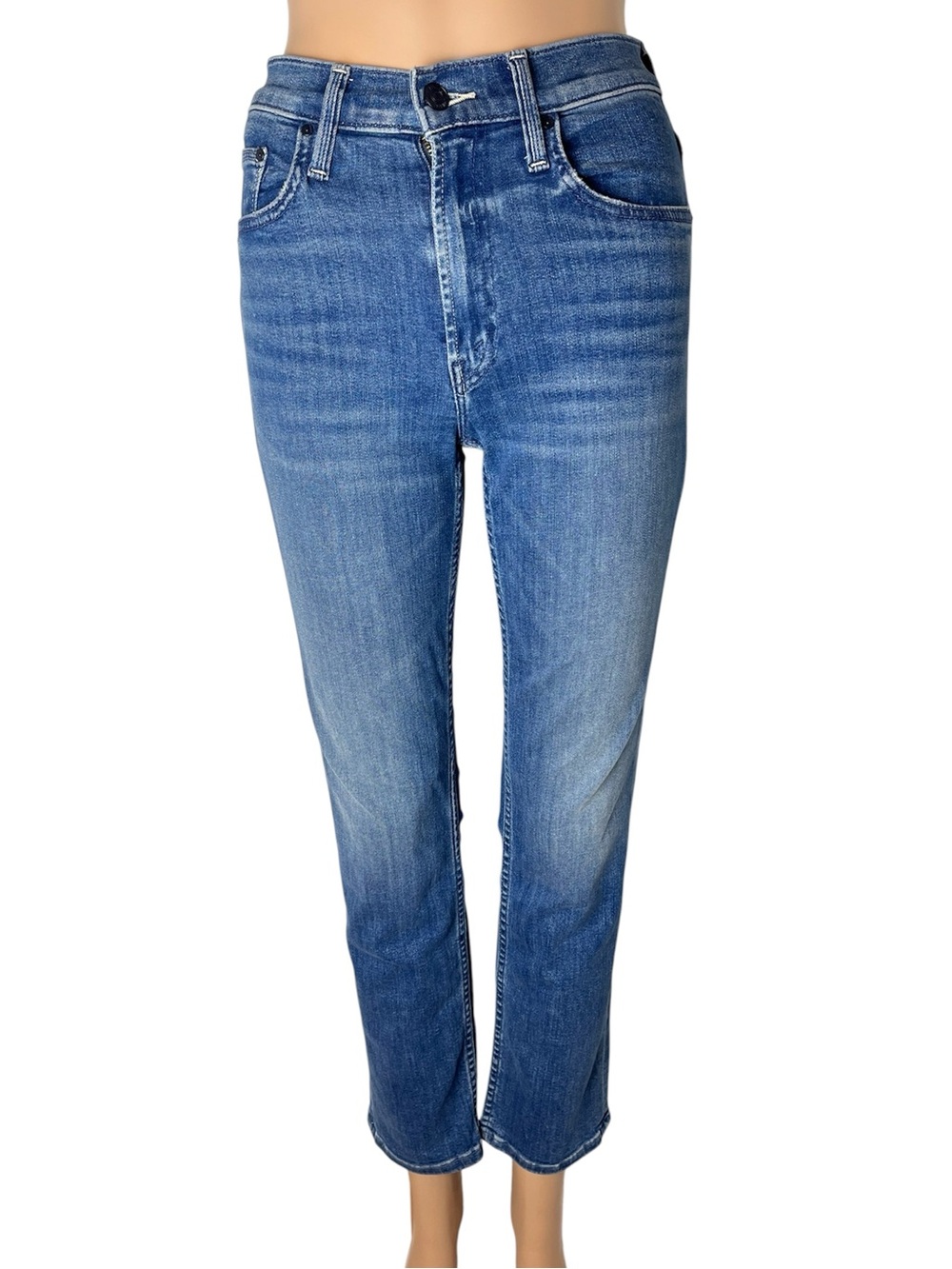 Mother The Mid Rise Rider Ankle Cotton Stretch Straight Leg Jeans-Wish on a Star